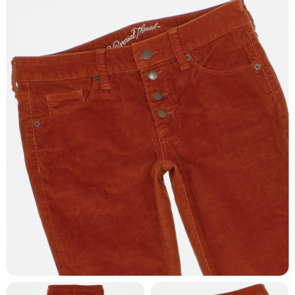 Universal Thread Mid Rise Skinny Corduroy Pants  6/28 Womens Rust Orange Brown
